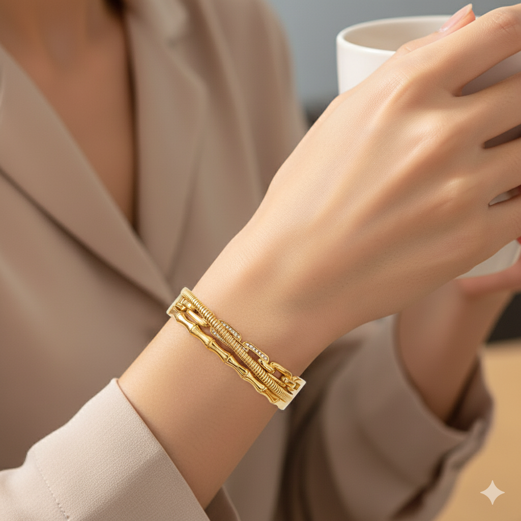 American Diamond Anti-tarnish Broad Bracelet for Women