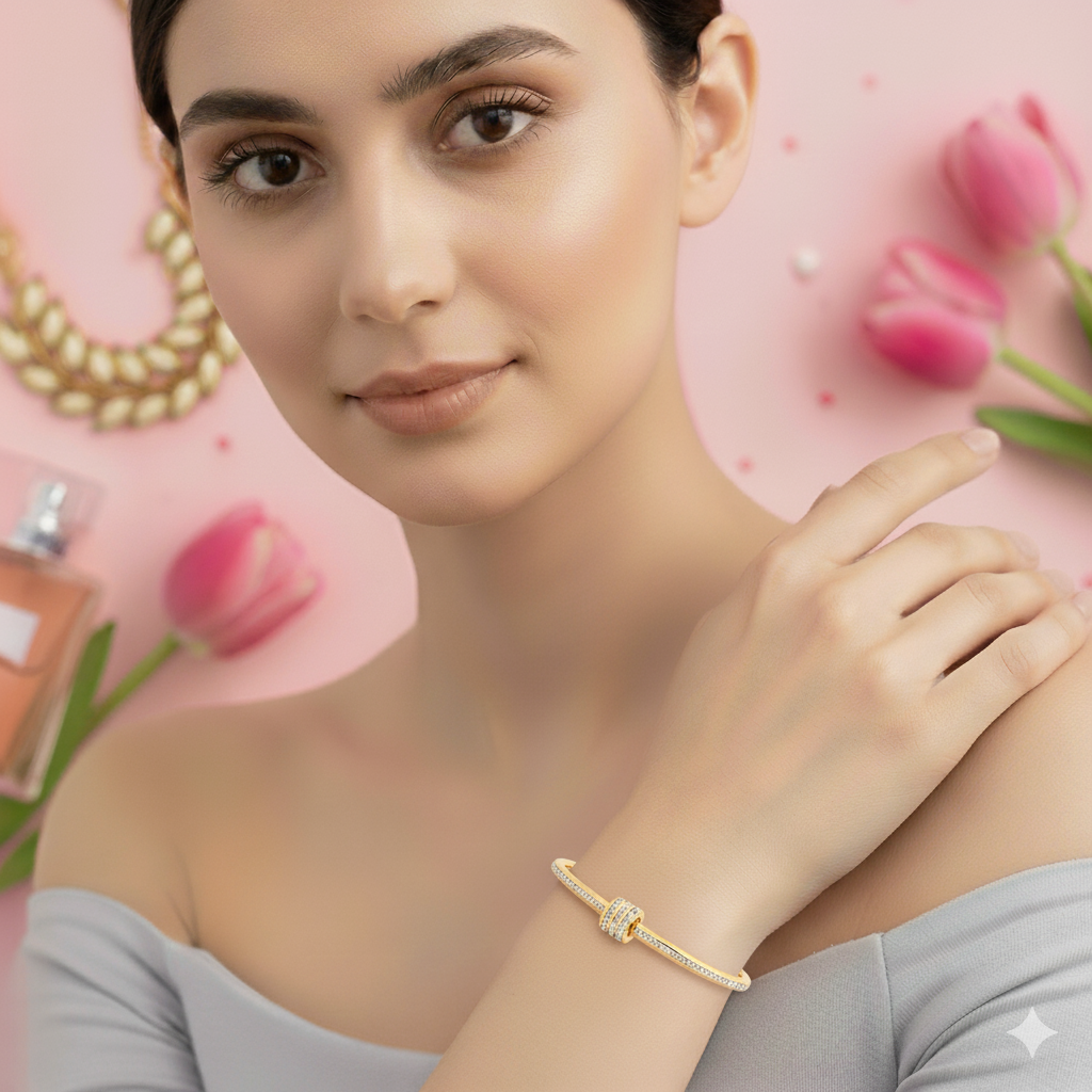 18k Gold Plated AD Bangle Bracelets for Women