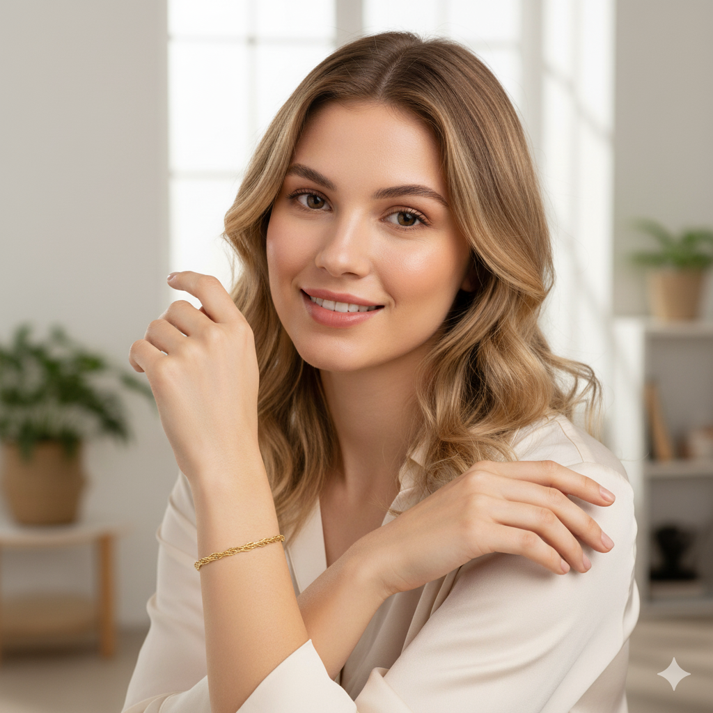 18k Gold Plated Twisted Rope Design Open Cuff Bracelet