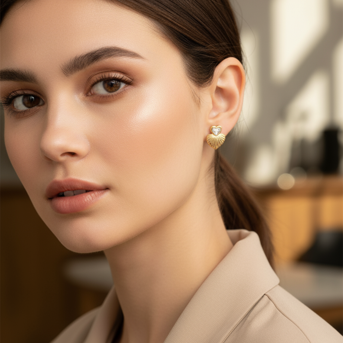 Anti-Tarnish Heart Stud Earring
