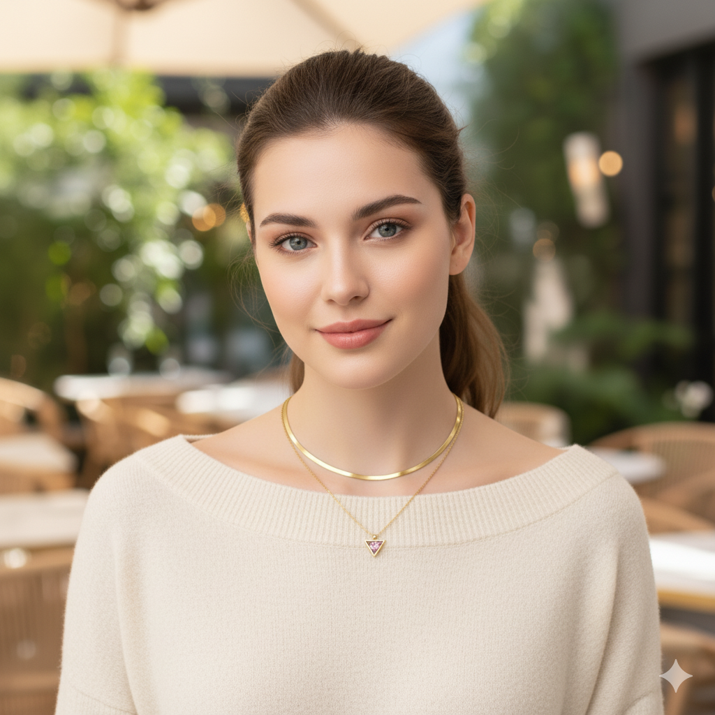 18k Gold Plated Double Chain Diamond Pendant