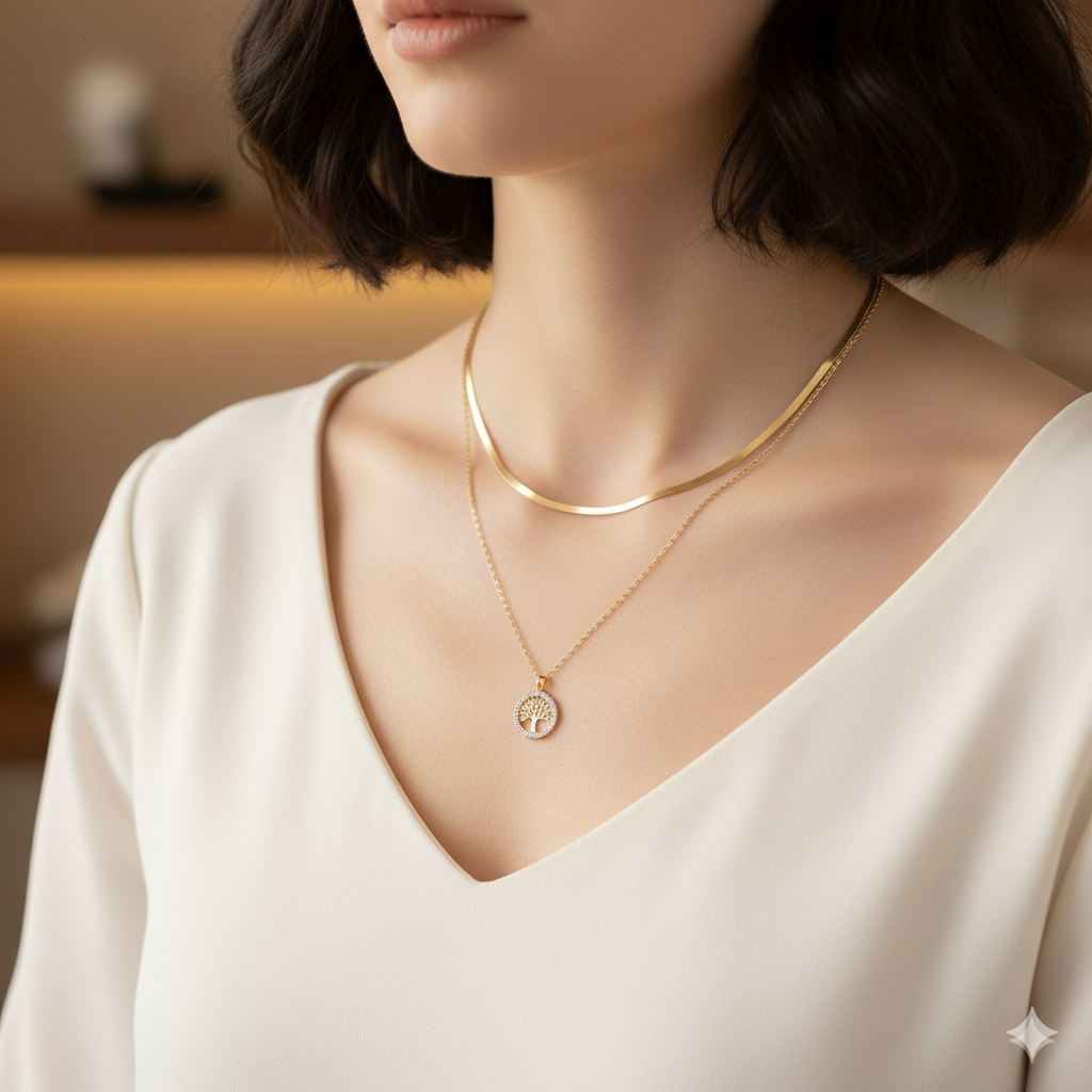 18k Gold Plated Double Chain Pendant