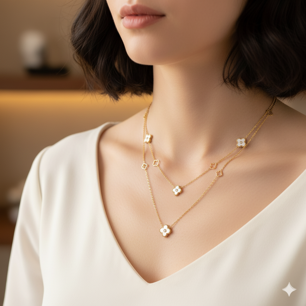 18k Gold Plated Clover Necklace