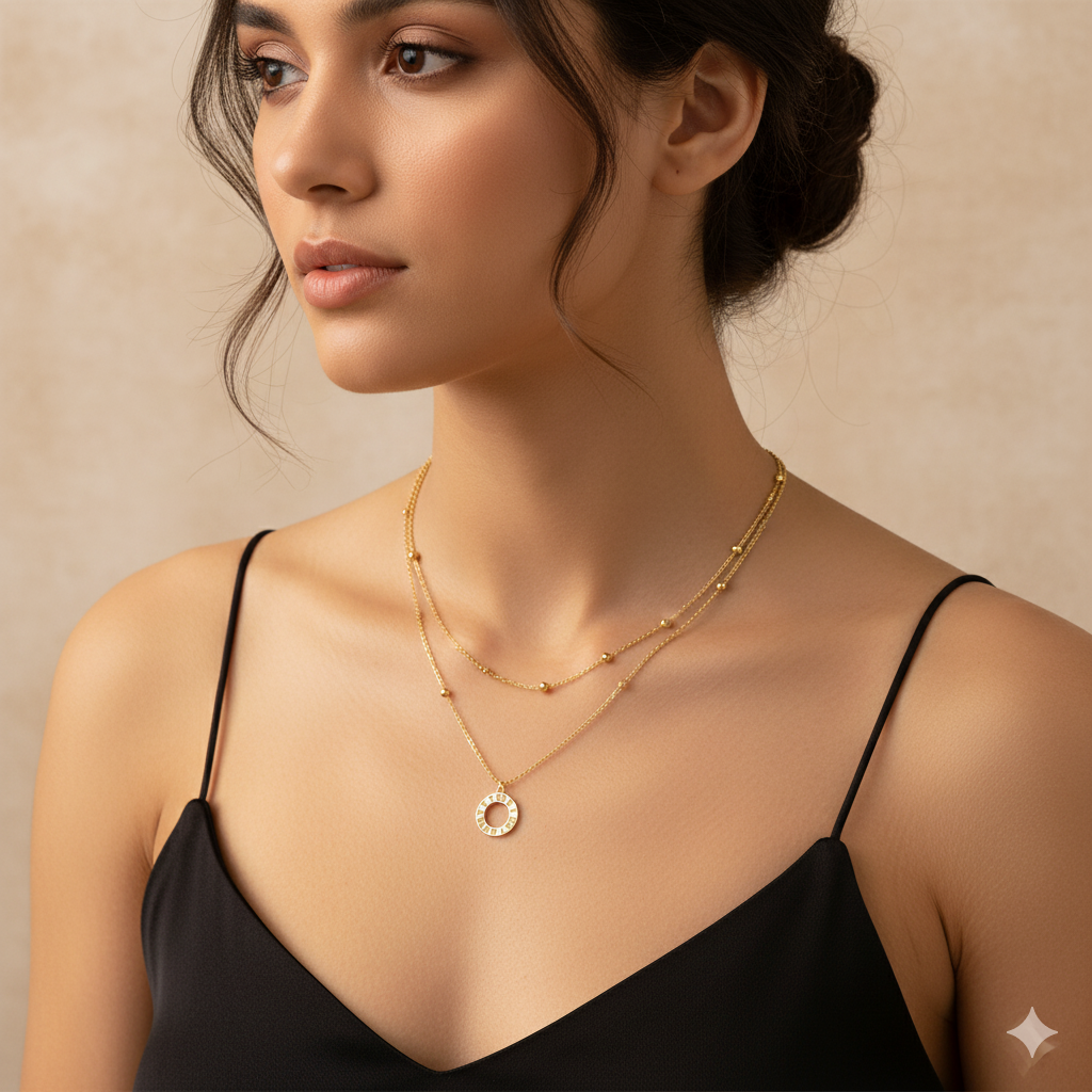 18k Gold Plated Double Chain Pendant