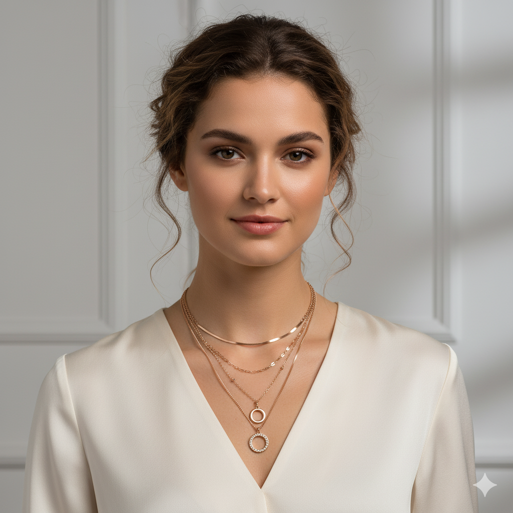 18k Gold Plated 4 Layer Chain Pendant