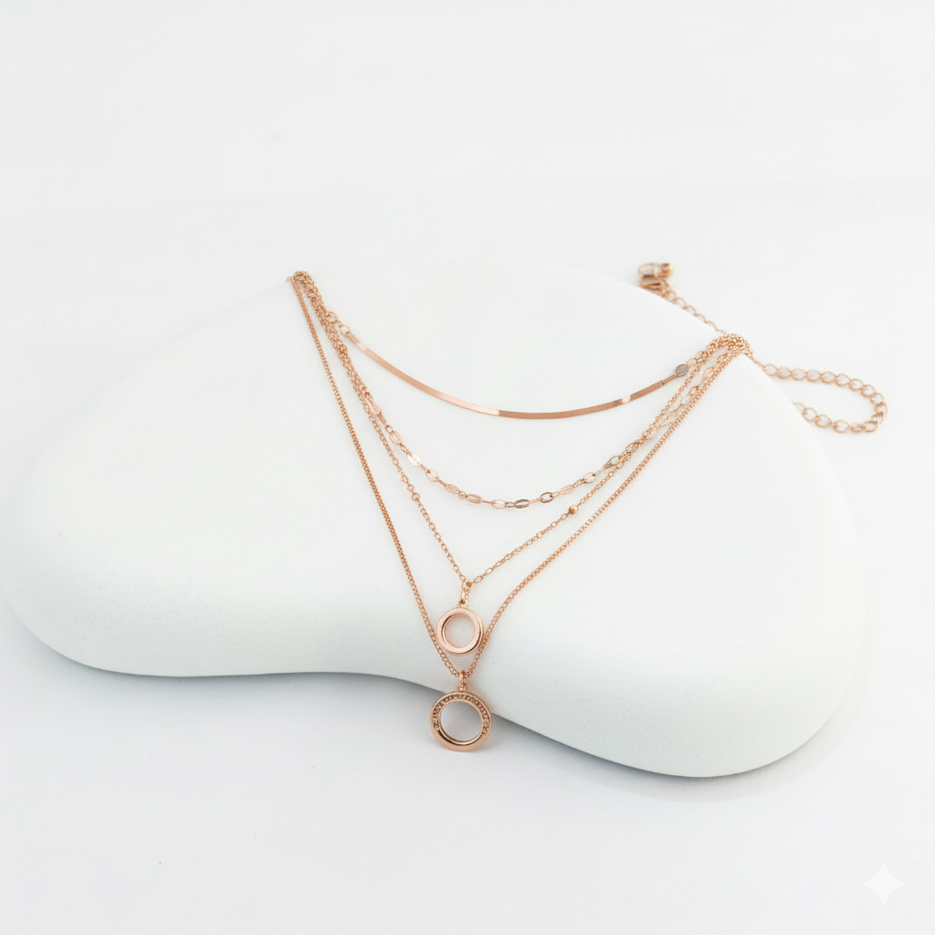 18k Gold Plated 4 Layer Chain Pendant