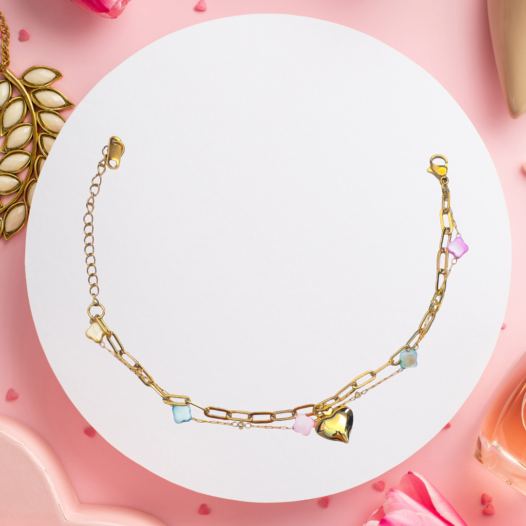 Double Chain Anti Tarnish Charm Bracelets