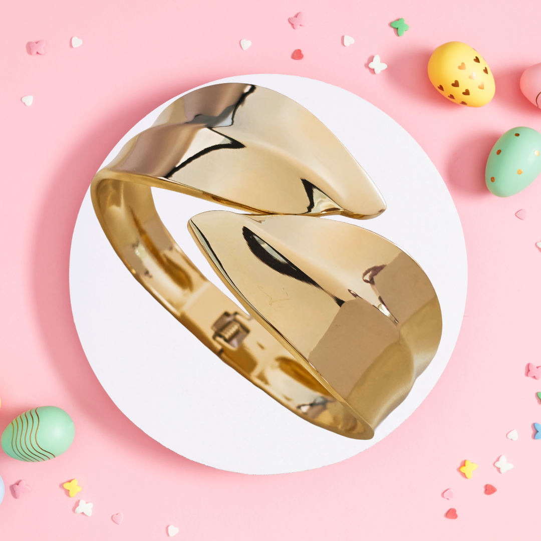 Leaf Anti-tarnish Broad Bracelet for Party Look