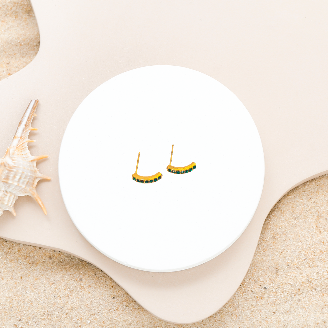 18k Gold Plated Green Diamond Mini Stud Earring