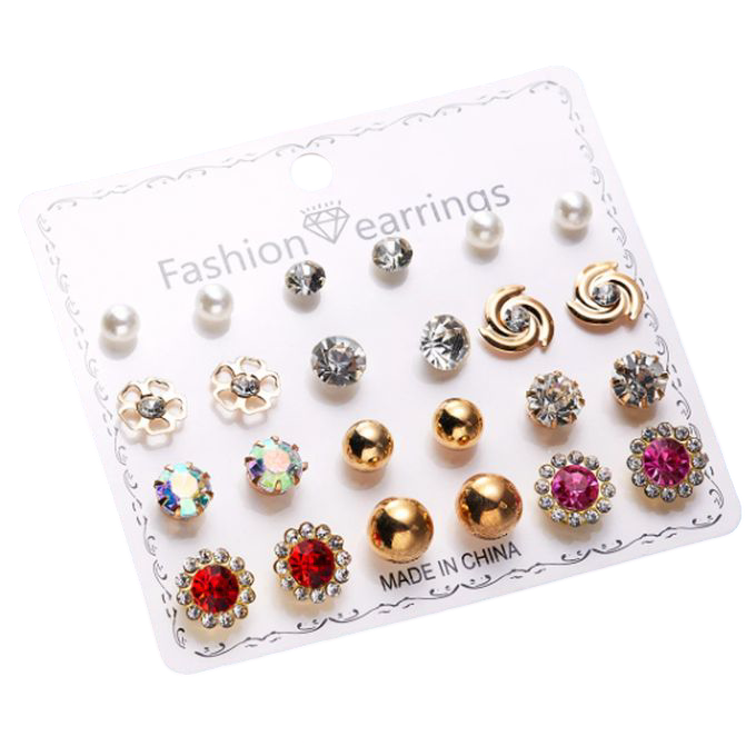 Anti-Tarnish 12 Pairs card stud Earring for Girls