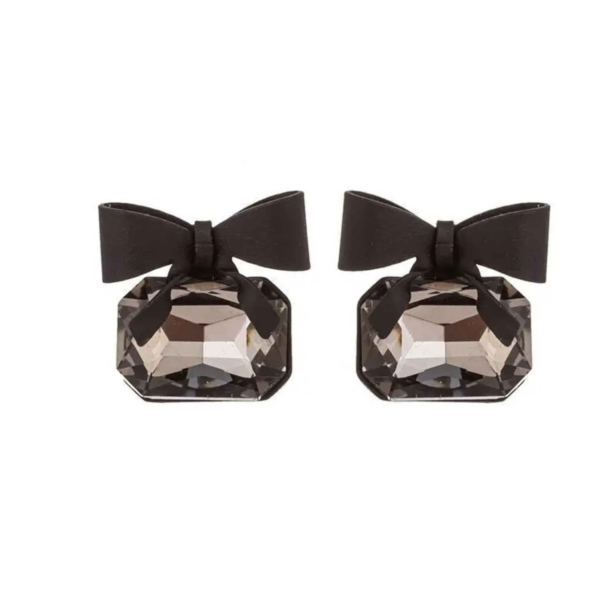 Enmode Latest Stylish Black Bow shape Crystal Drop Stud Earring for Women and Girls