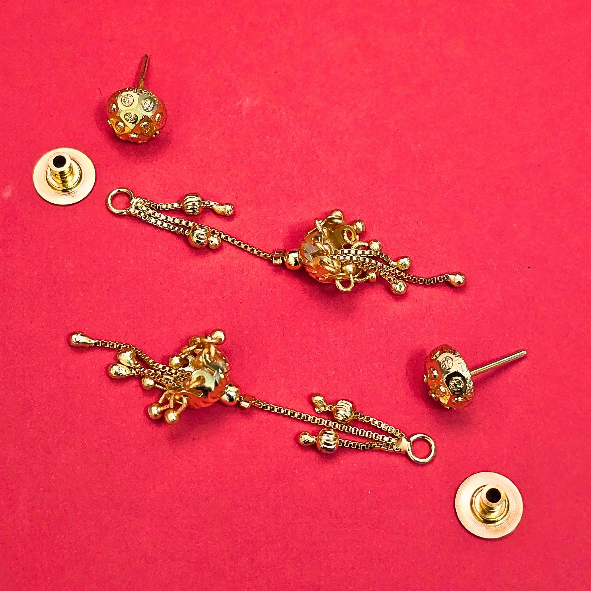 Micro Gold Plated Brass Latkan Drop Earrings