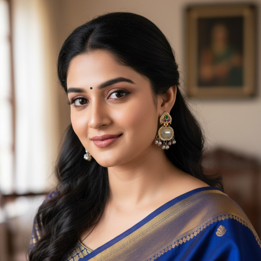 Antique Gold & Silver Fusion Kundan Dangler Earring