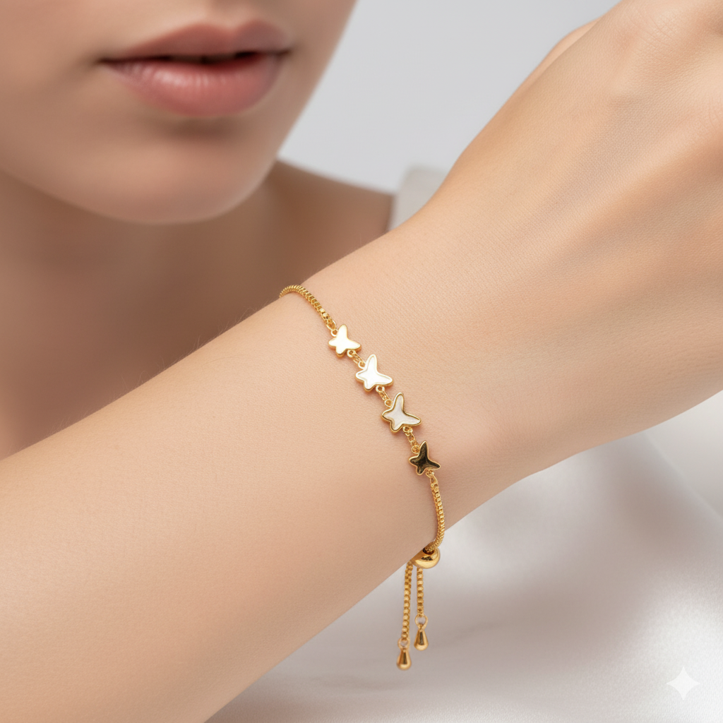 Gold-Plated Star Charm Bracelet with Adjustable Chain