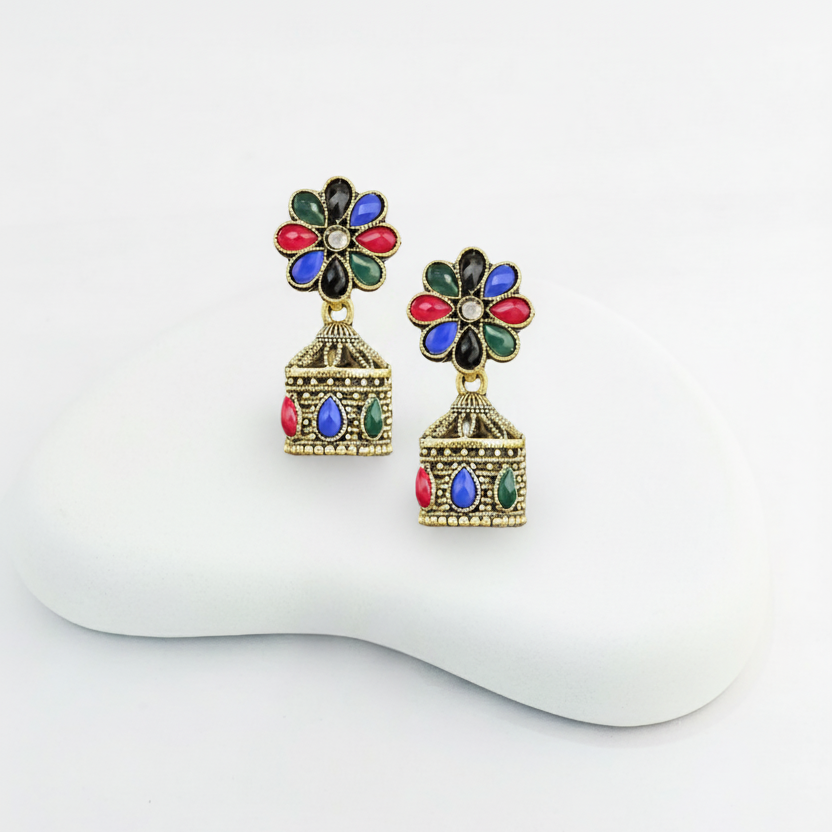 Oxidized Gold Plated small Jhumki Earrings for Girs and Women