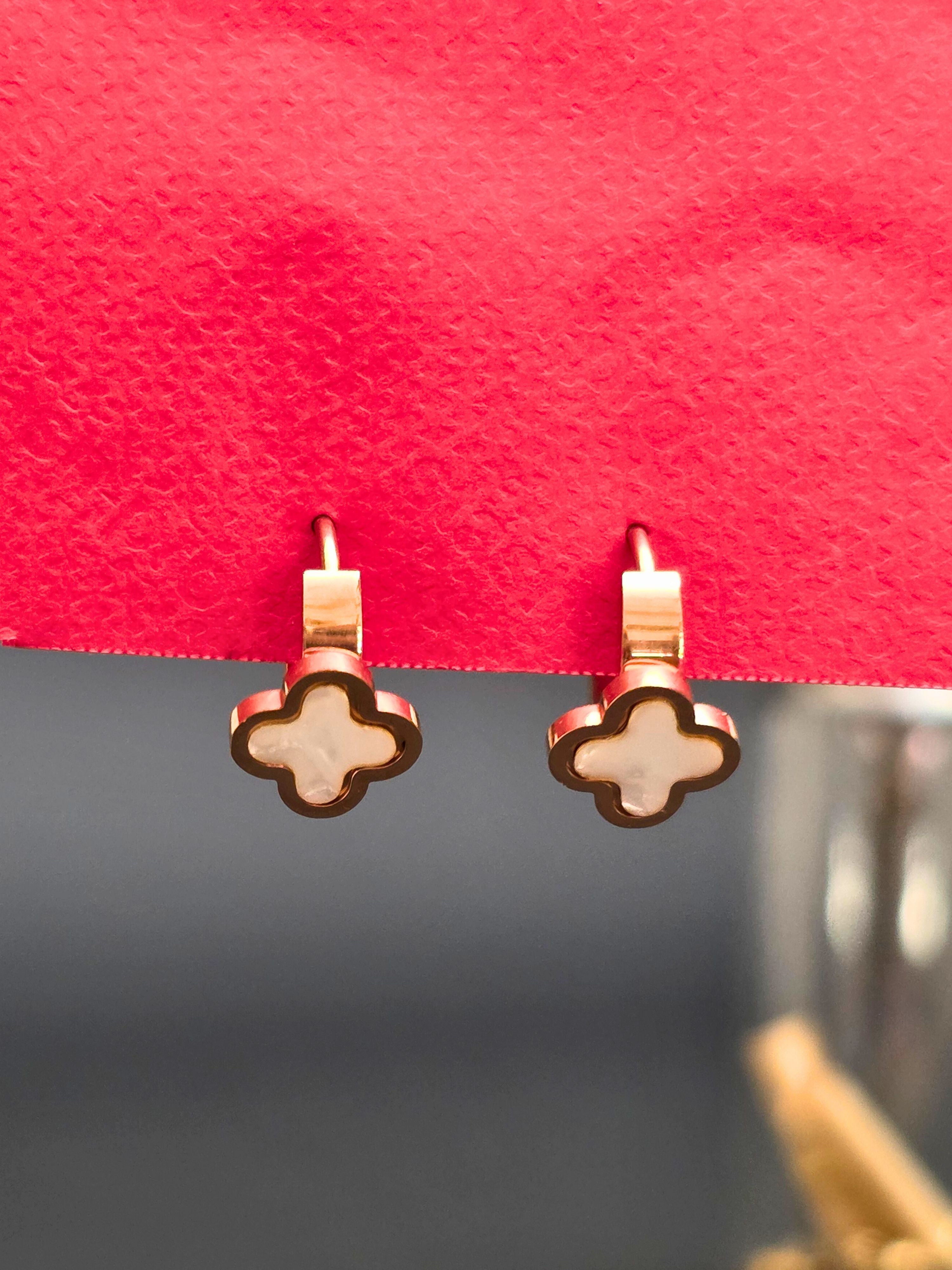 Clover Huggies Pearl Stud Earrings