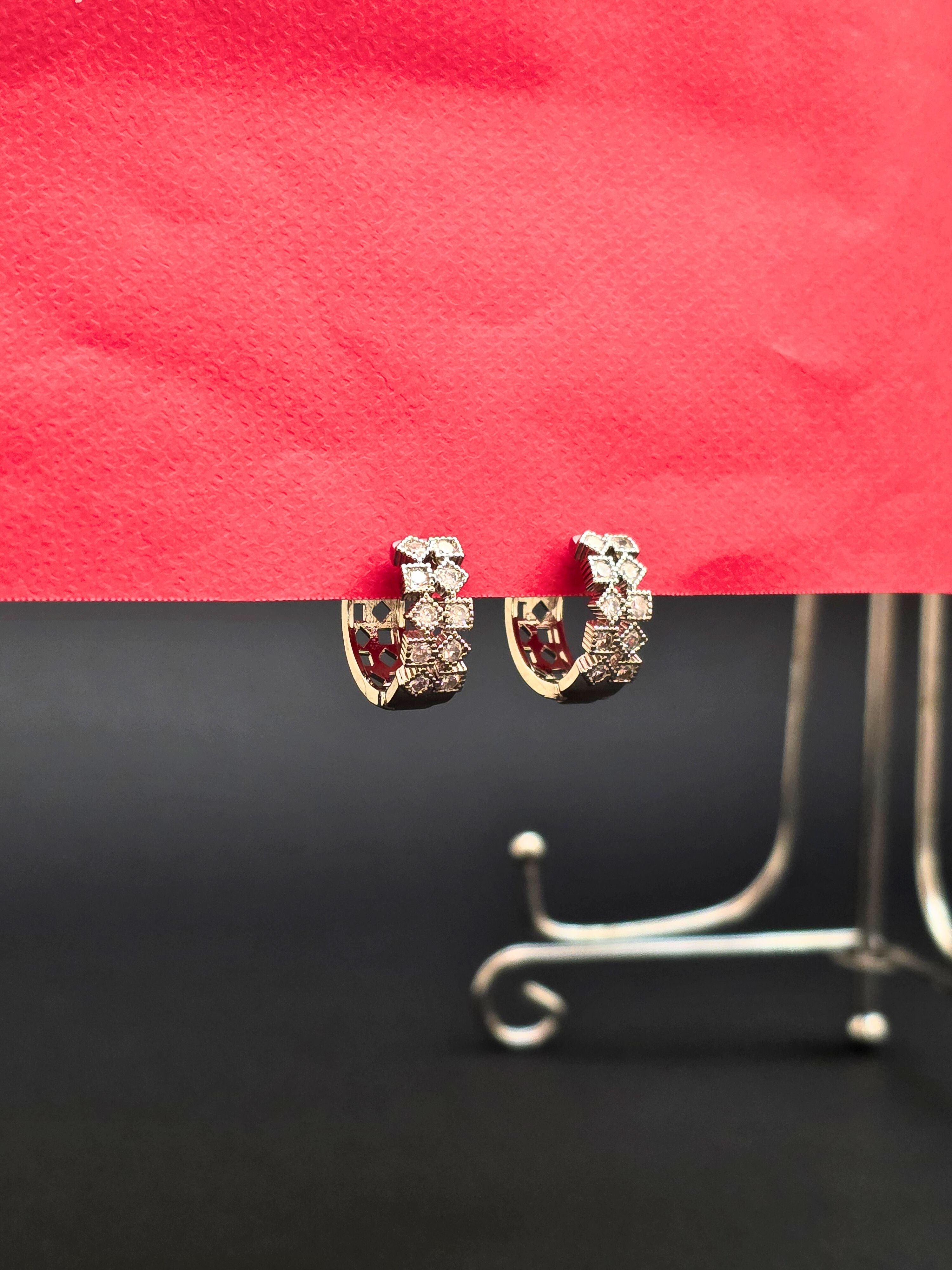 Silver-Toned Cubic Zirconia Stud Earrings
