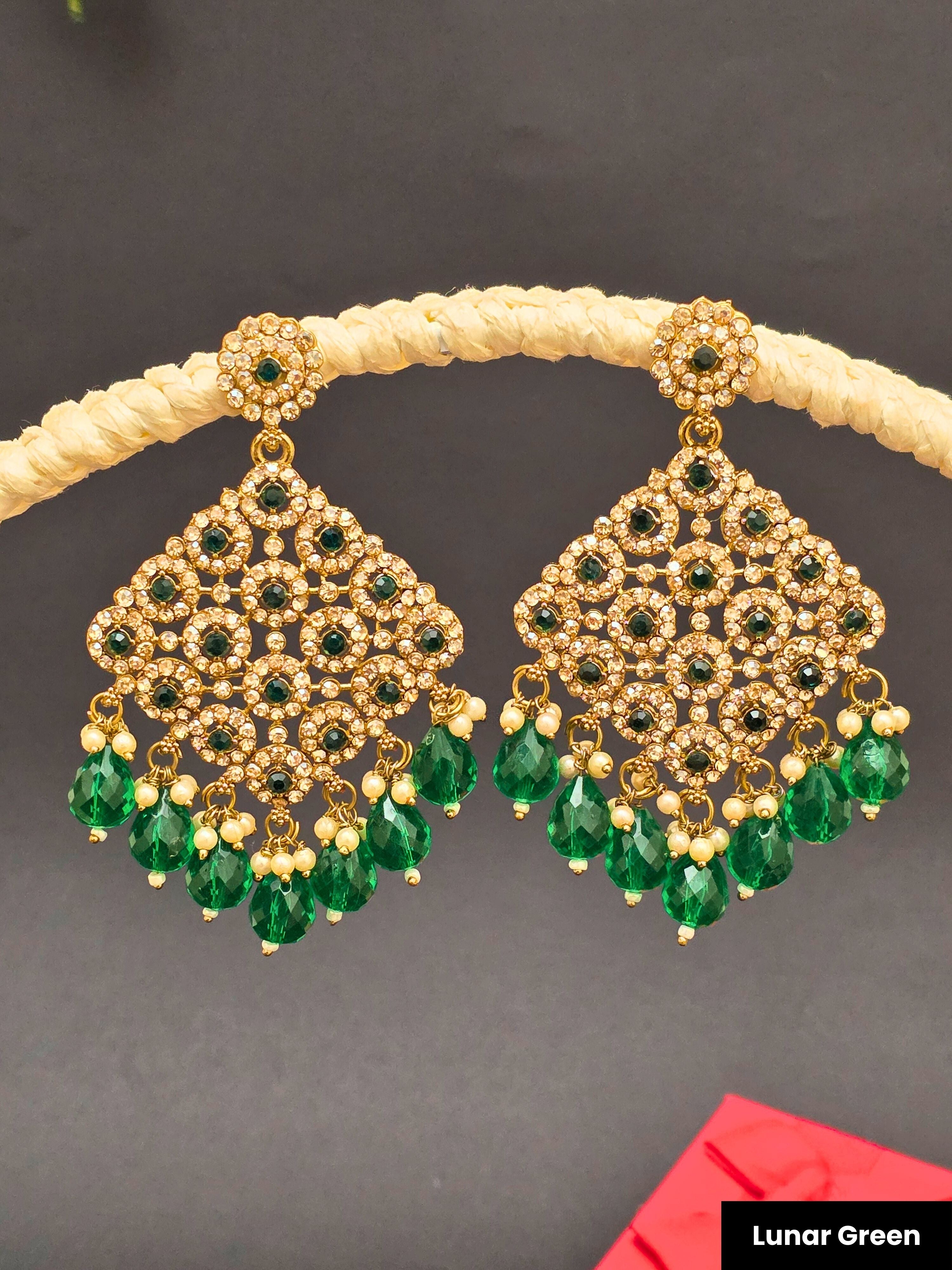 Gold Plated Long Ethnic Kundan Earrings