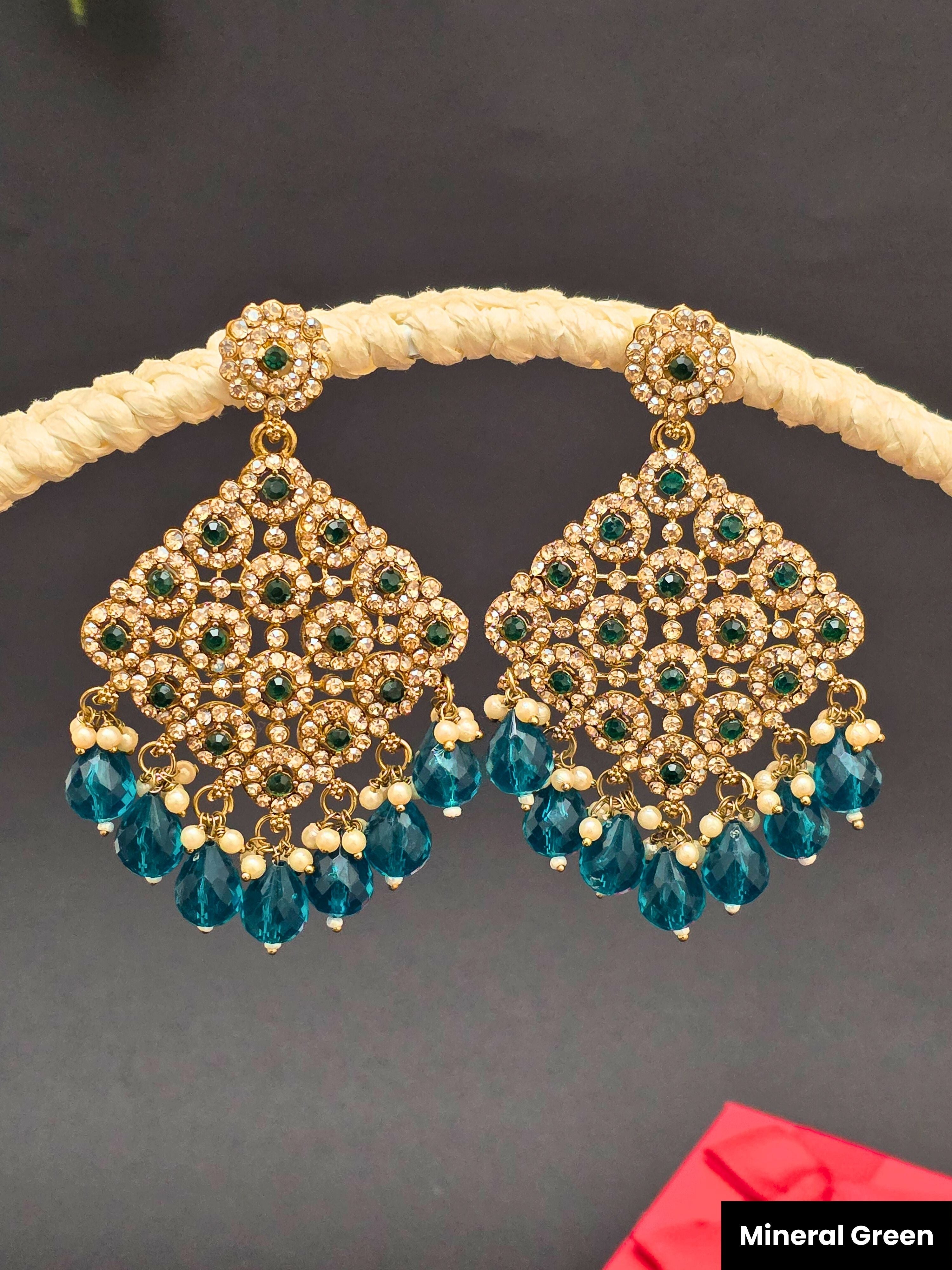 Gold Plated Long Ethnic Kundan Earrings