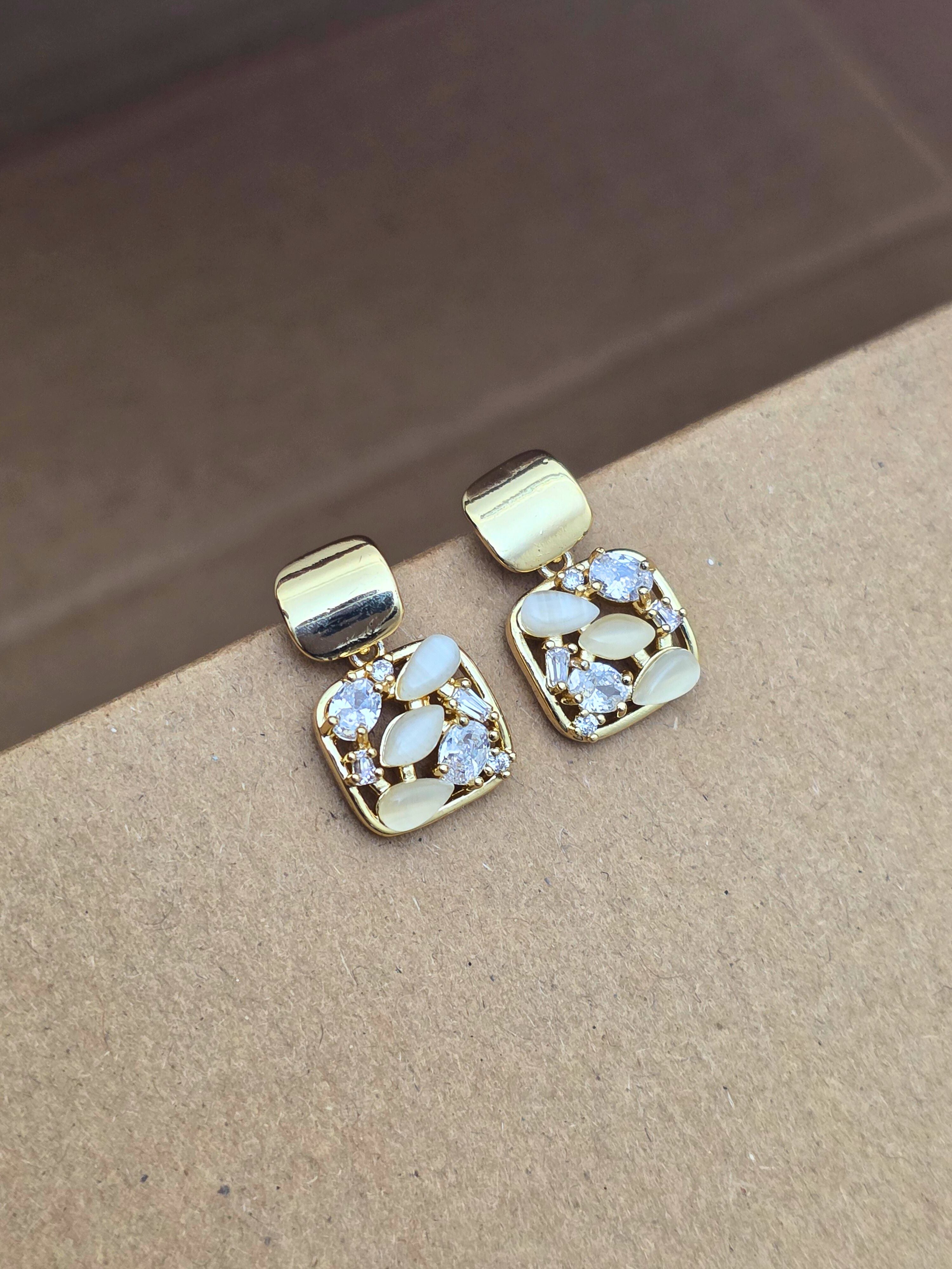 18k Golden stunning Stud Earrings with stone