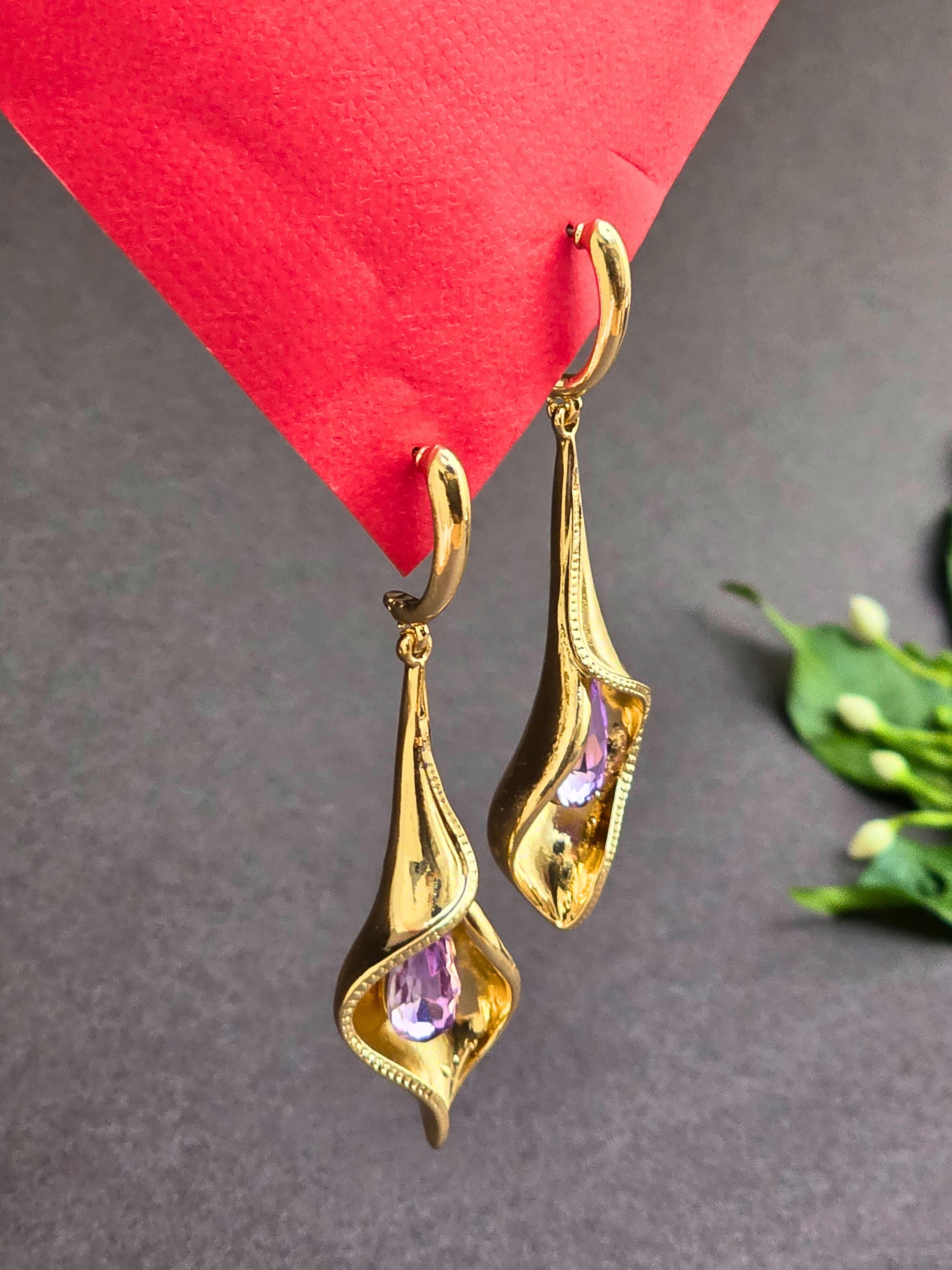 Golden Long Hanging Earrings for Party Look