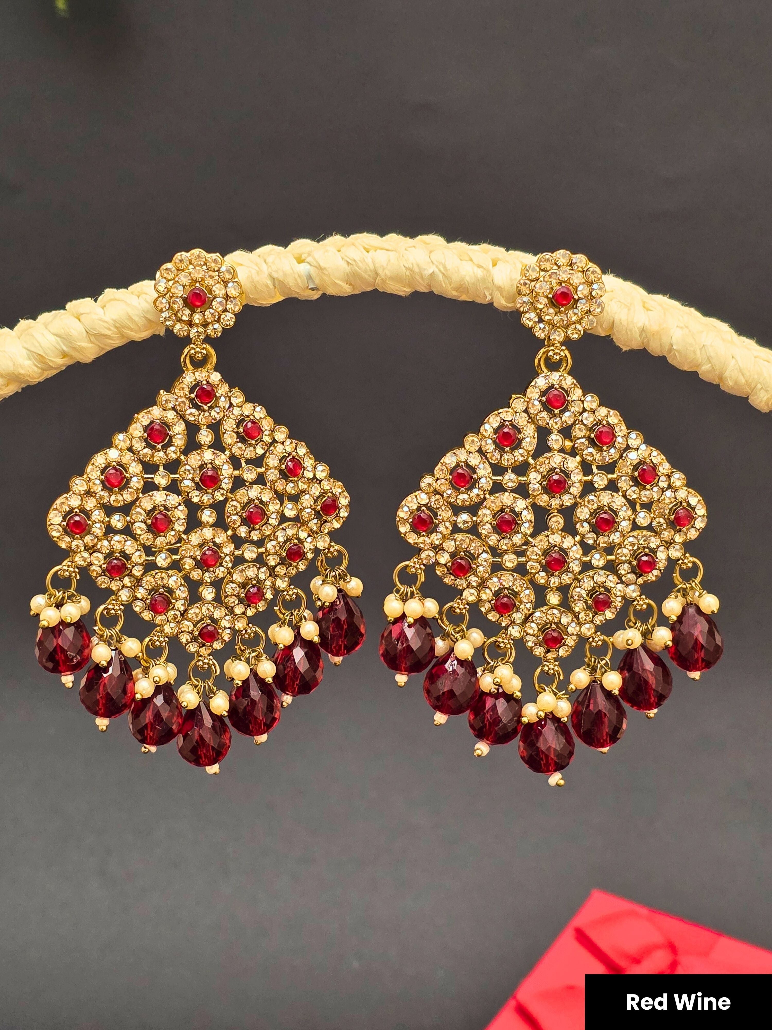 Gold Plated Long Ethnic Kundan Earrings