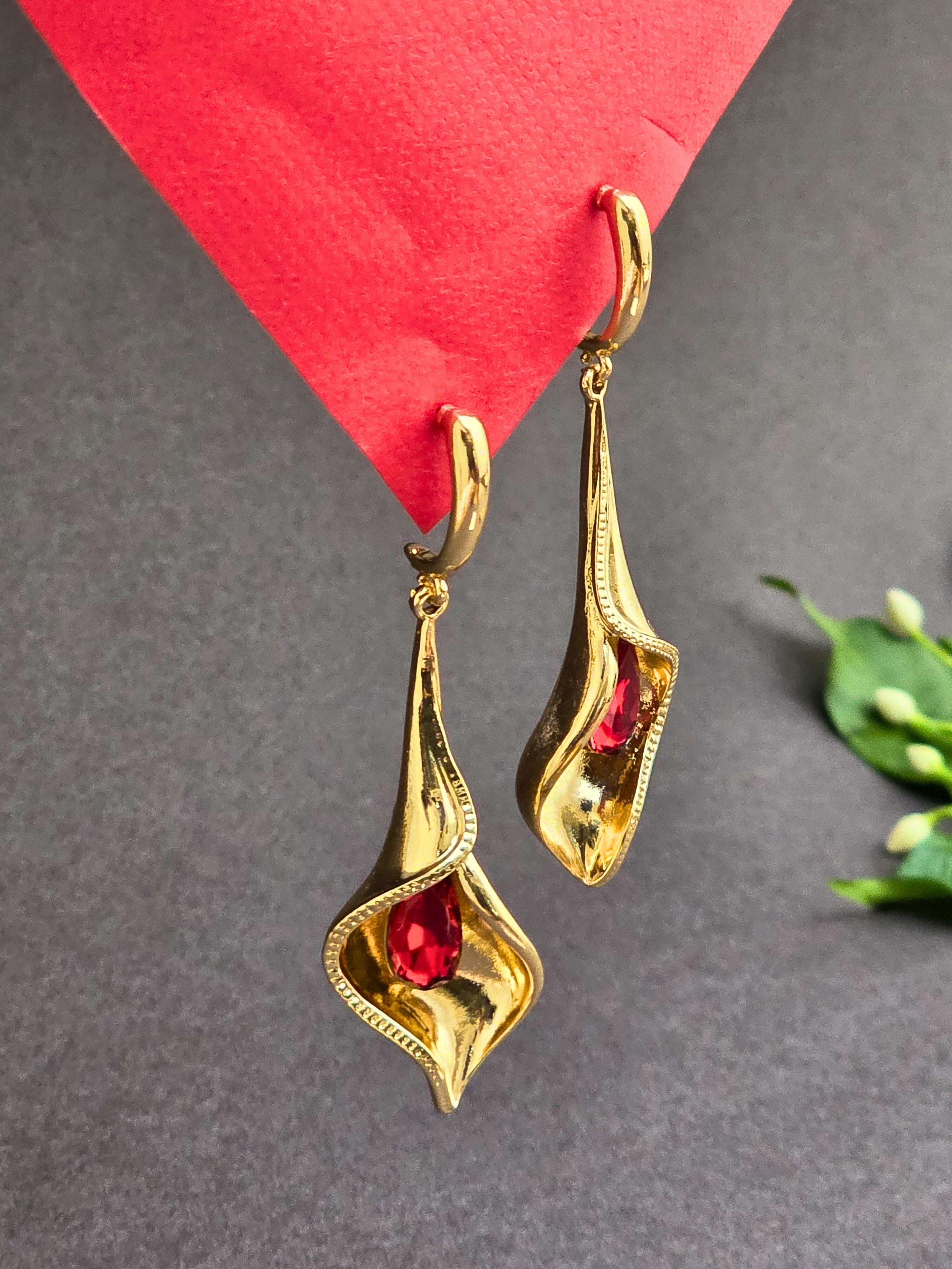 Golden Long Hanging Earrings for Party Look