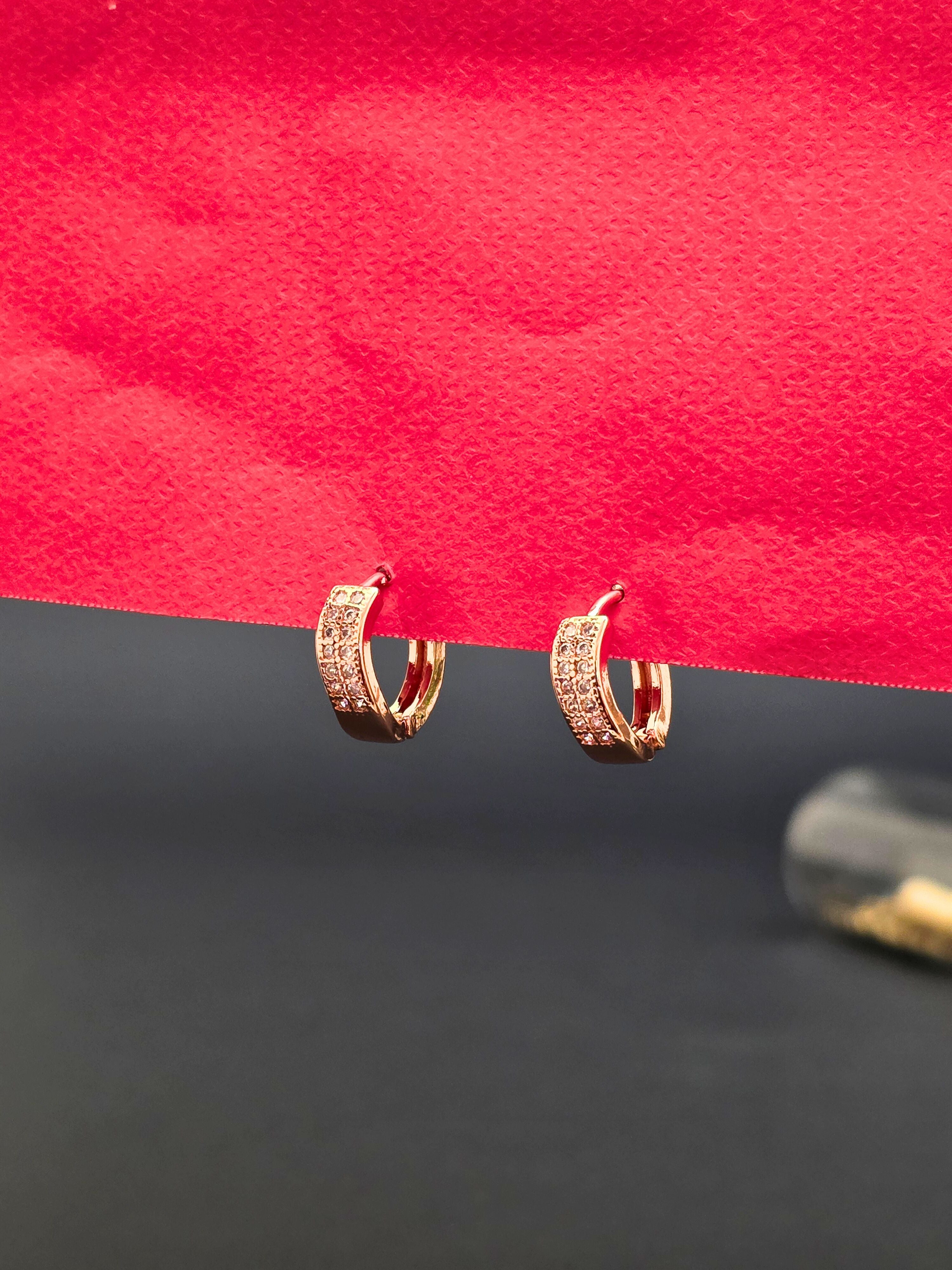 Rose Gold-Plated Cross-Shaped Stud Earrings with Crystal Accents