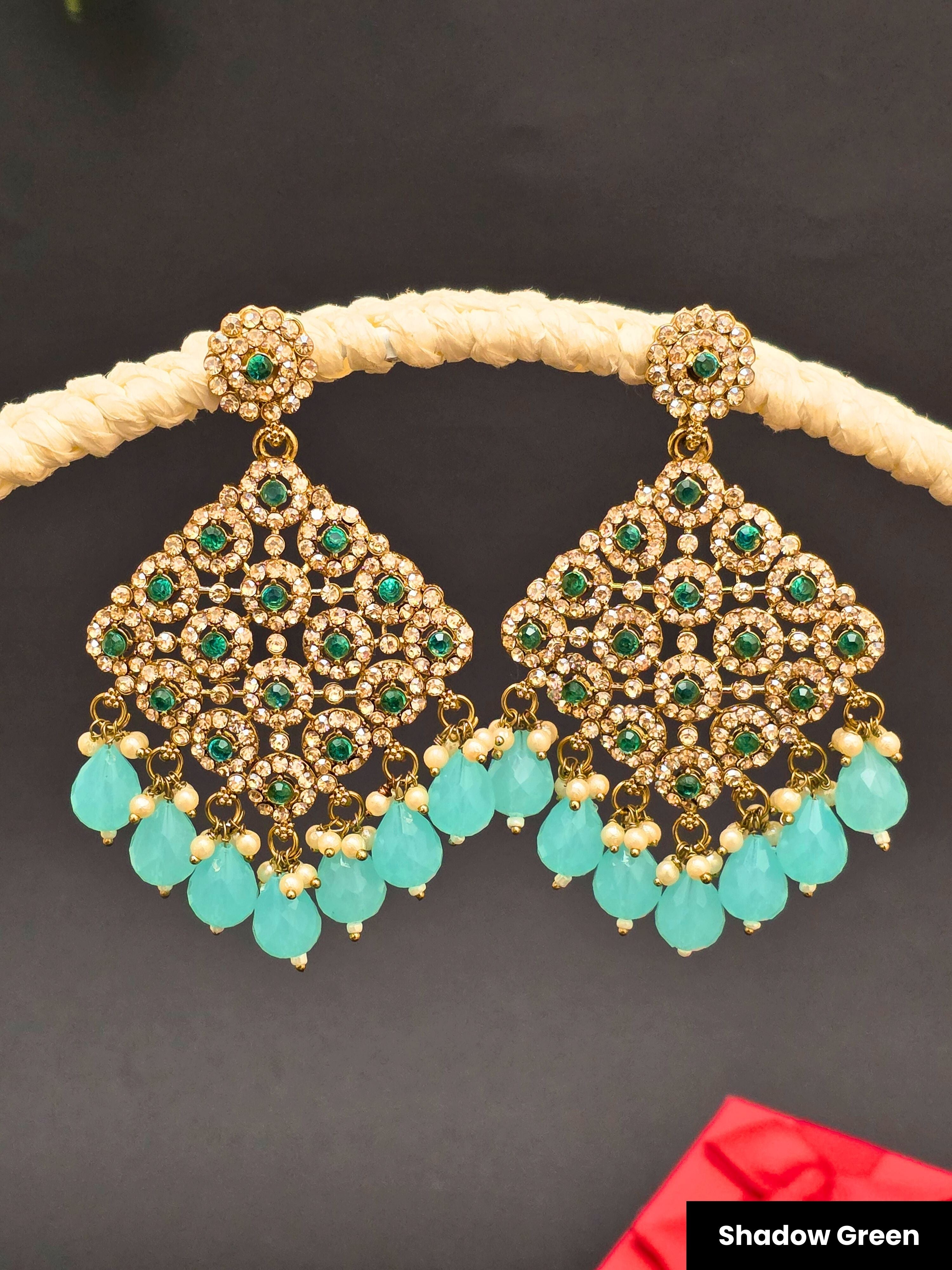 Gold Plated Long Ethnic Kundan Earrings