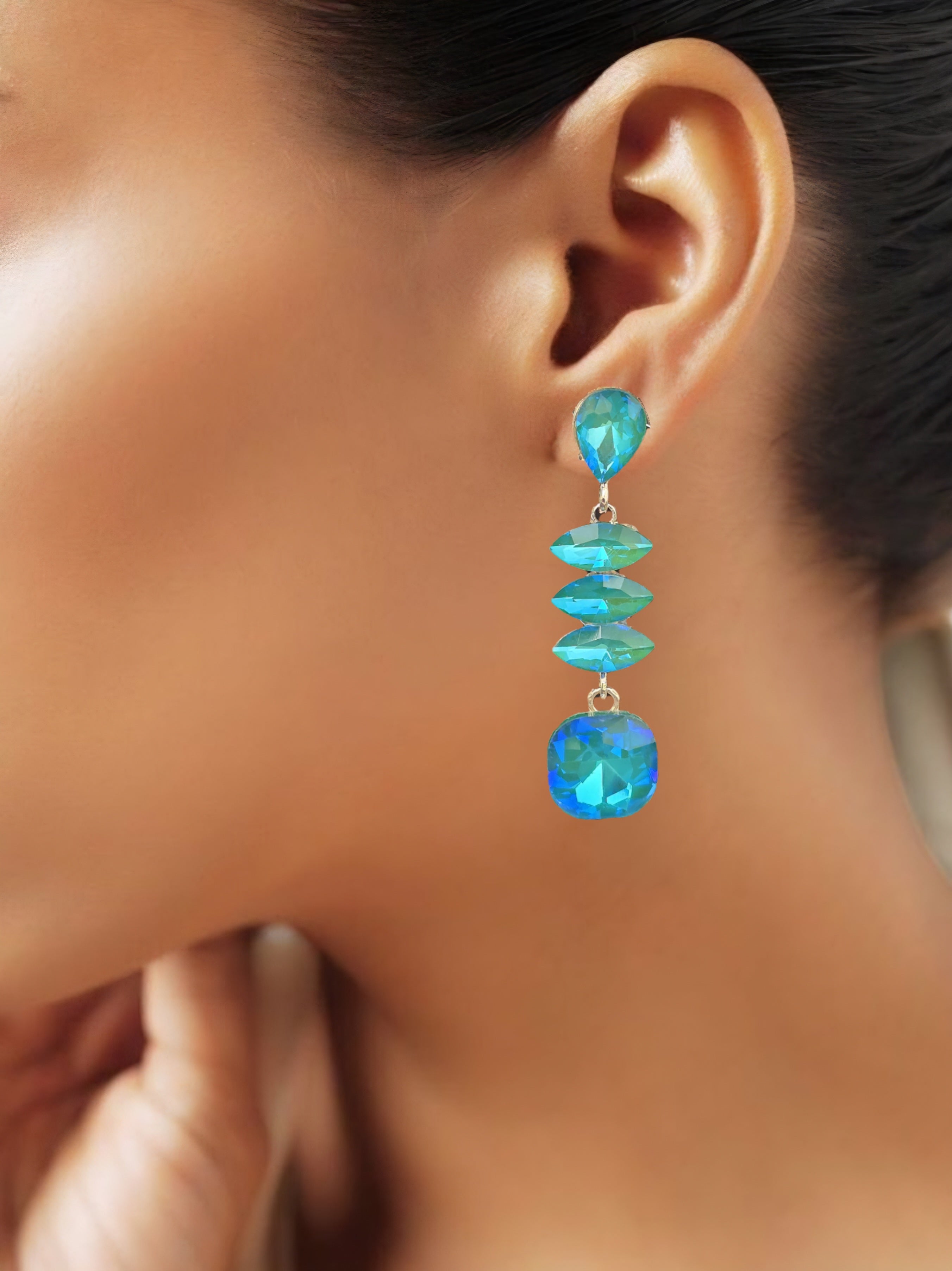 Long Rhinestone Crystal Dangle Earrings for Girls and Women