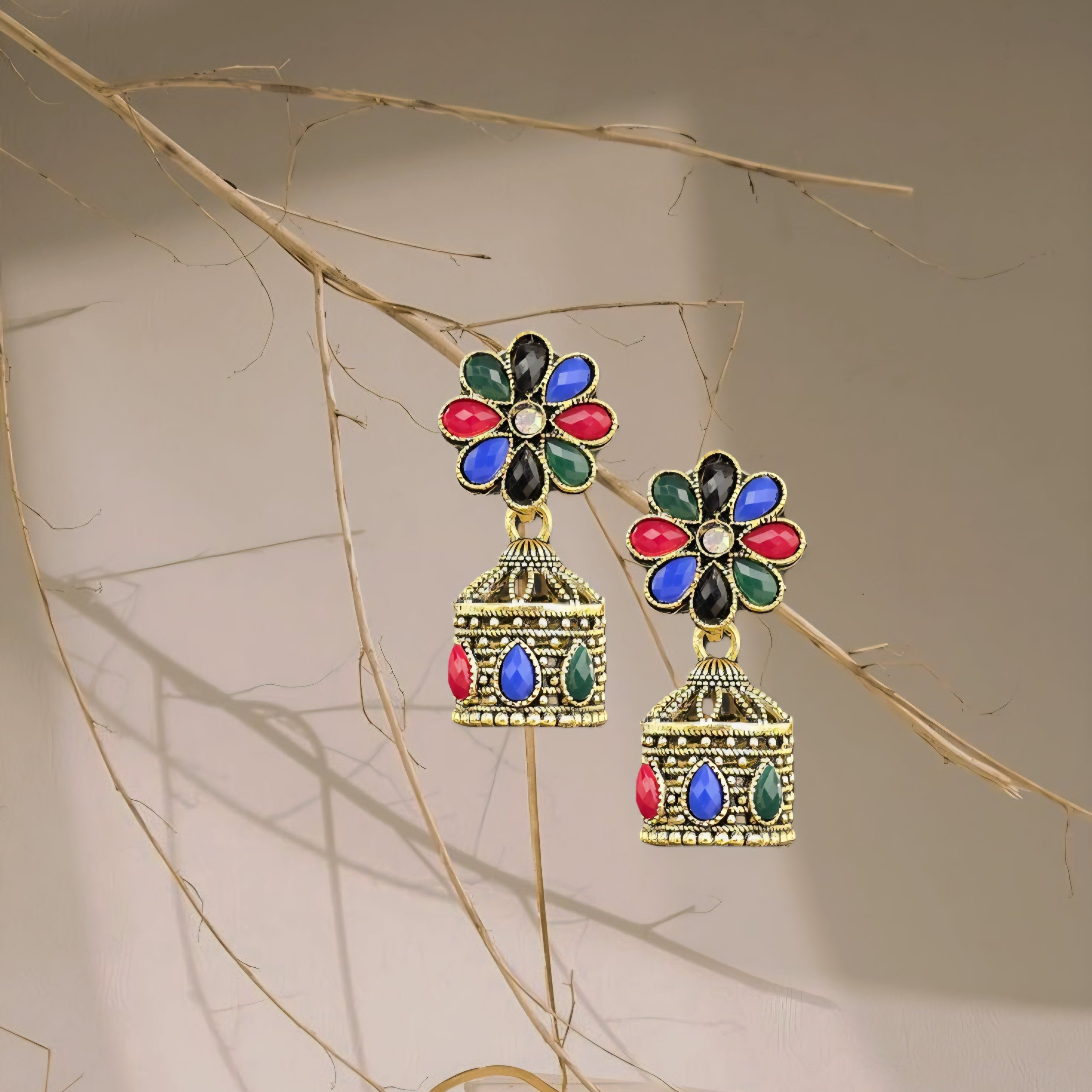 Oxidized Gold Plated small Jhumki Earrings for Girs and Women