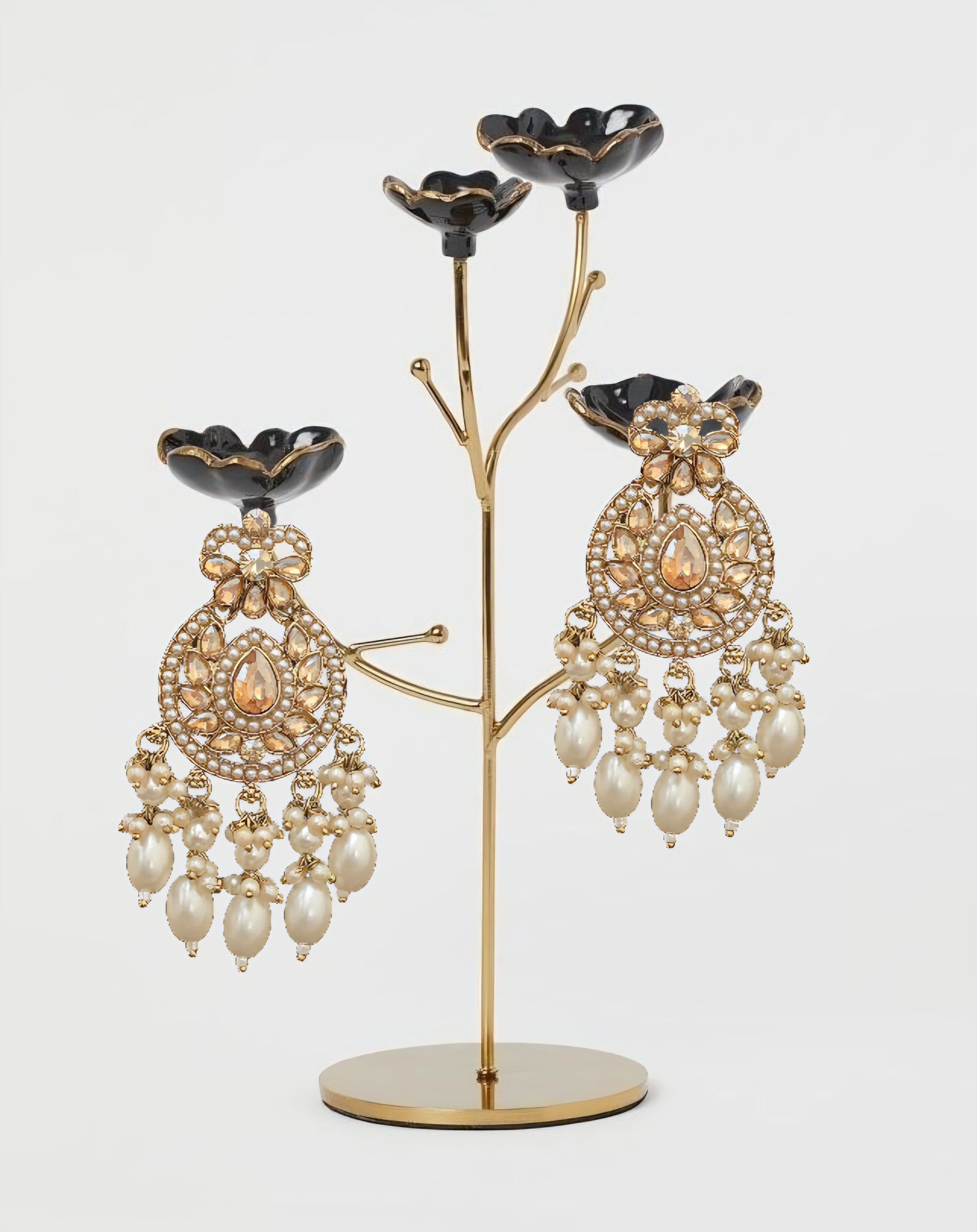 Gold Plated Kundan and Pearl Premium Quality Earrings