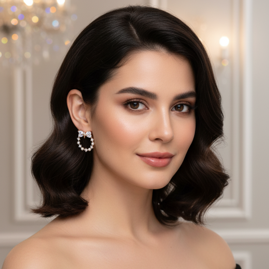 Rosegold Star-Studded Crystal Hoop Earrings