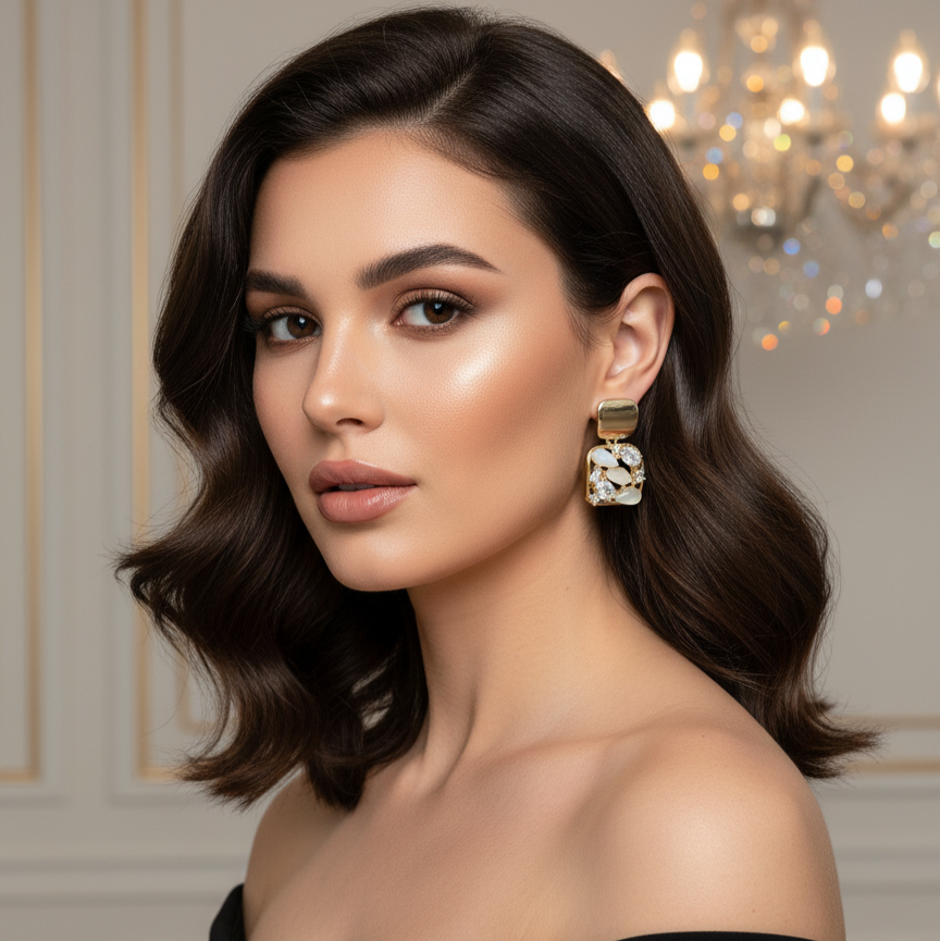 18k Golden stunning Stud Earrings with stone