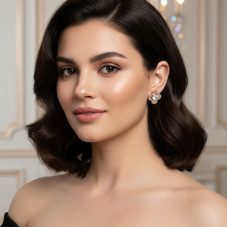 Gold Flower Stud Earring for girls