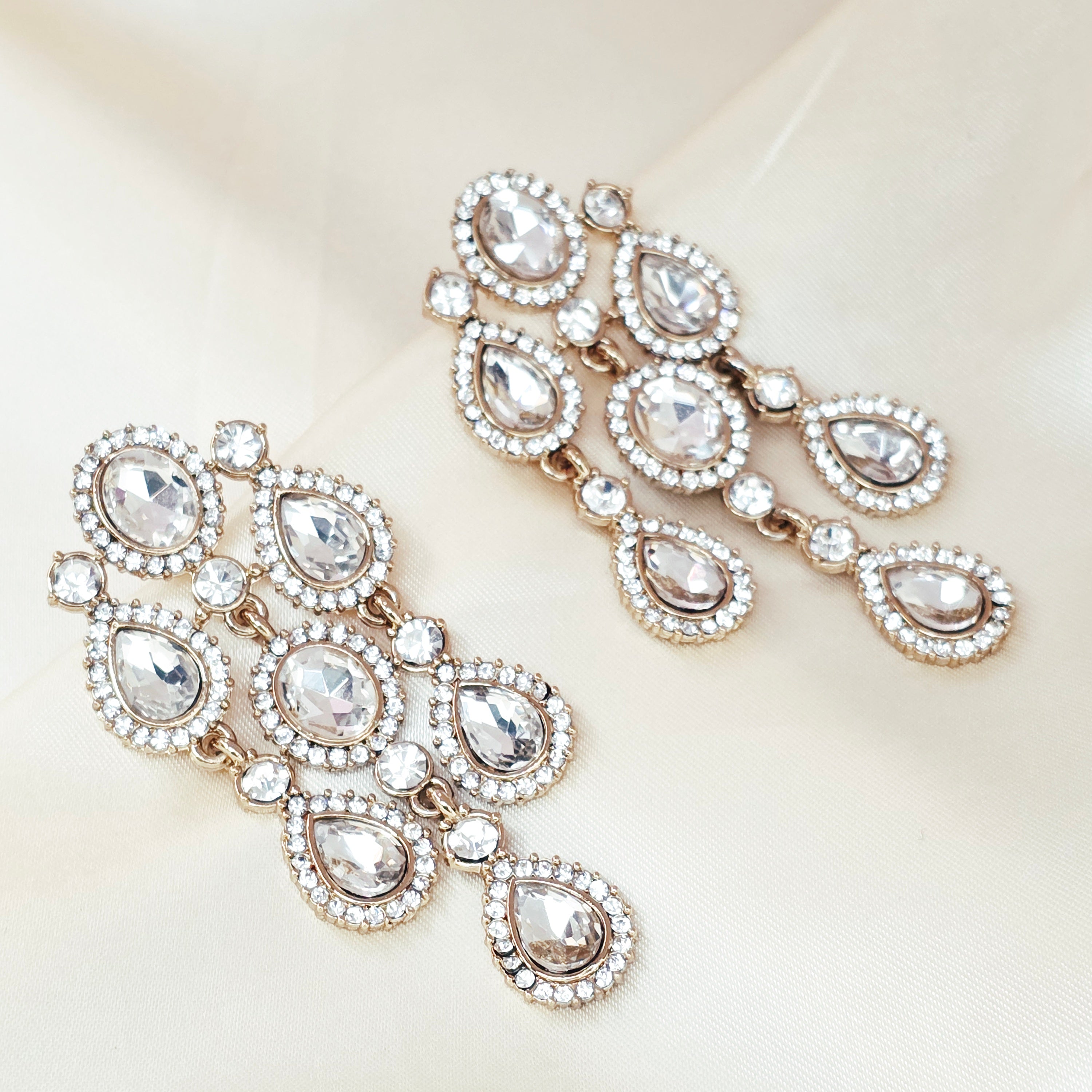 Enmode Crystal Chandelier Drop Earrings, Rose Gold Plated, White Cubic Zirconia, Cascading Design