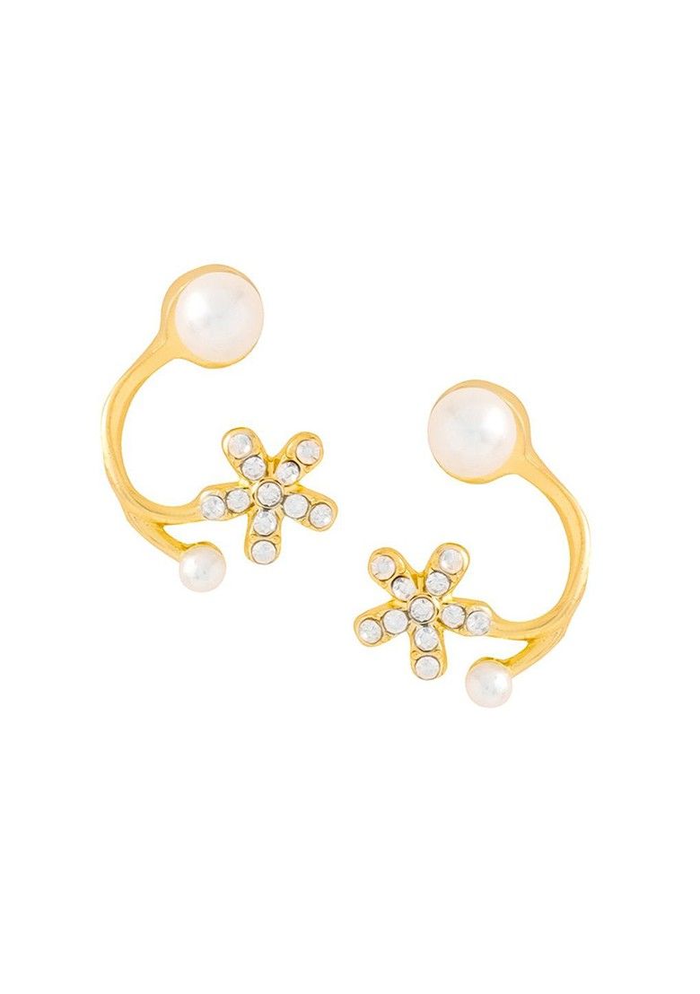 Enmode Latest Stylish Pearl Flower Stud Cuff Earring for Women and Girls