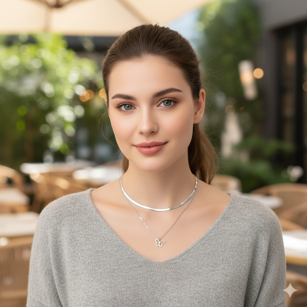 Silver Butterfly Pearl Pendant