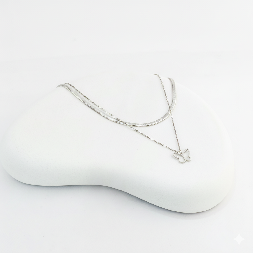 Silver Butterfly Pearl Pendant