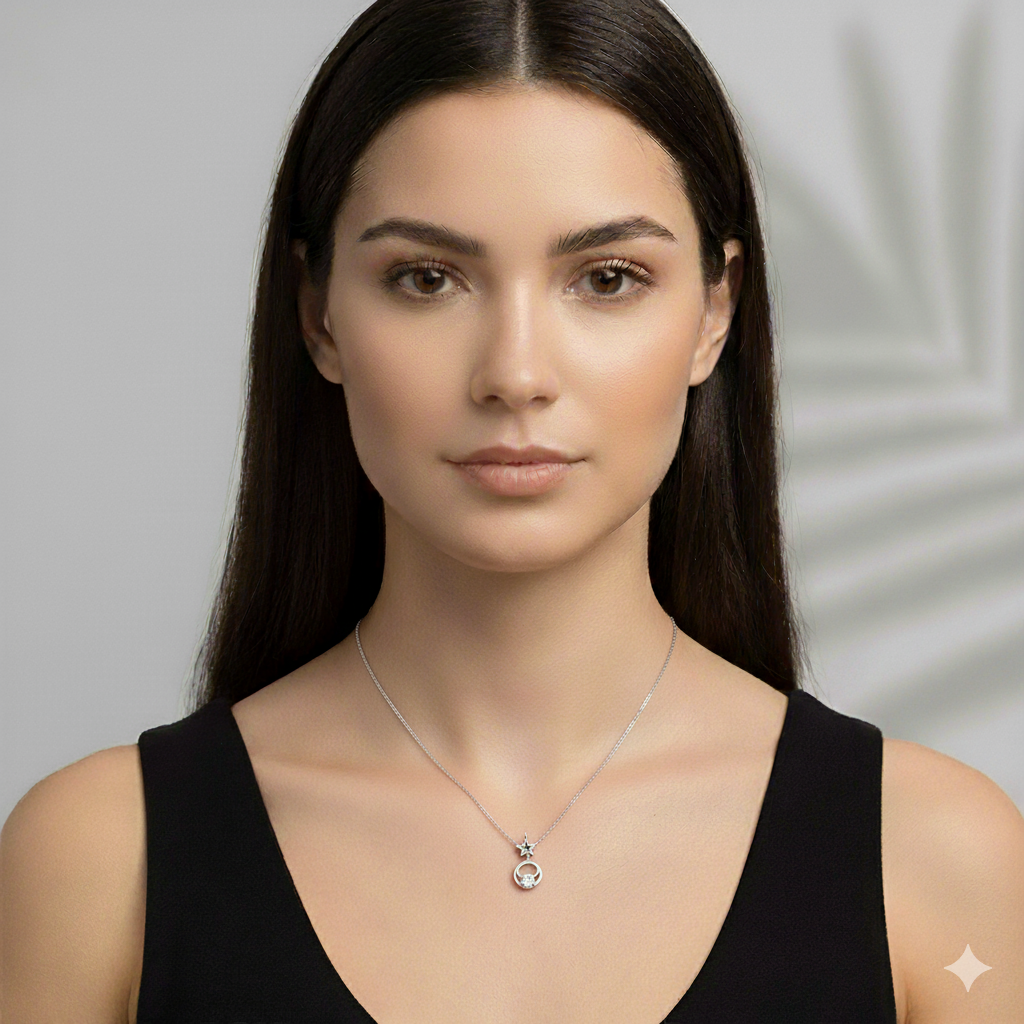 Silver Plated Diamond Chain Pendant