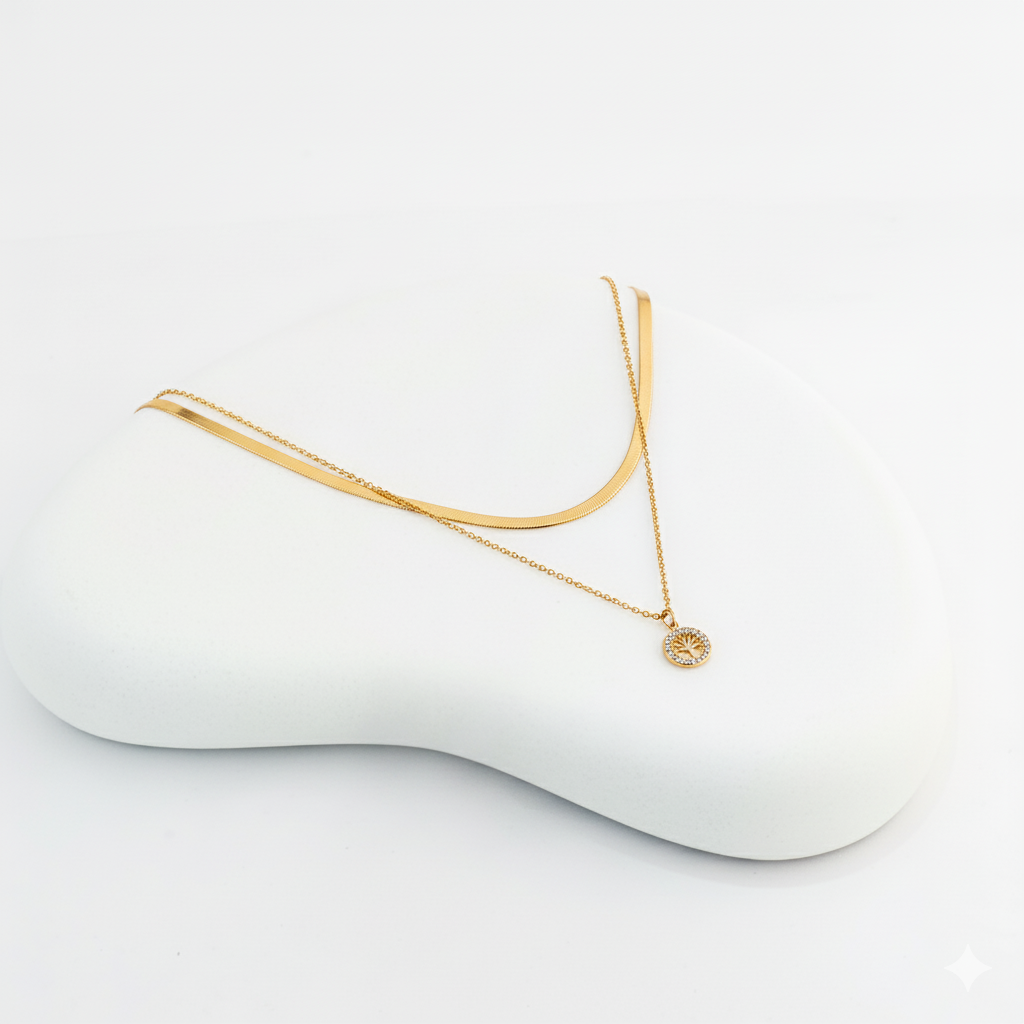 18k Gold Plated Double Chain Pendant