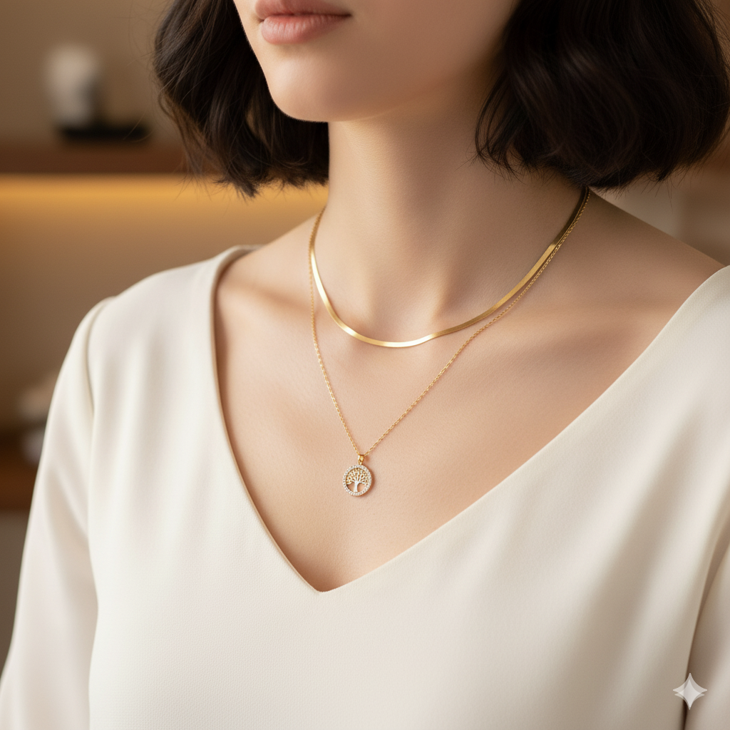 Rose Gold Plated Double Chain Pendant
