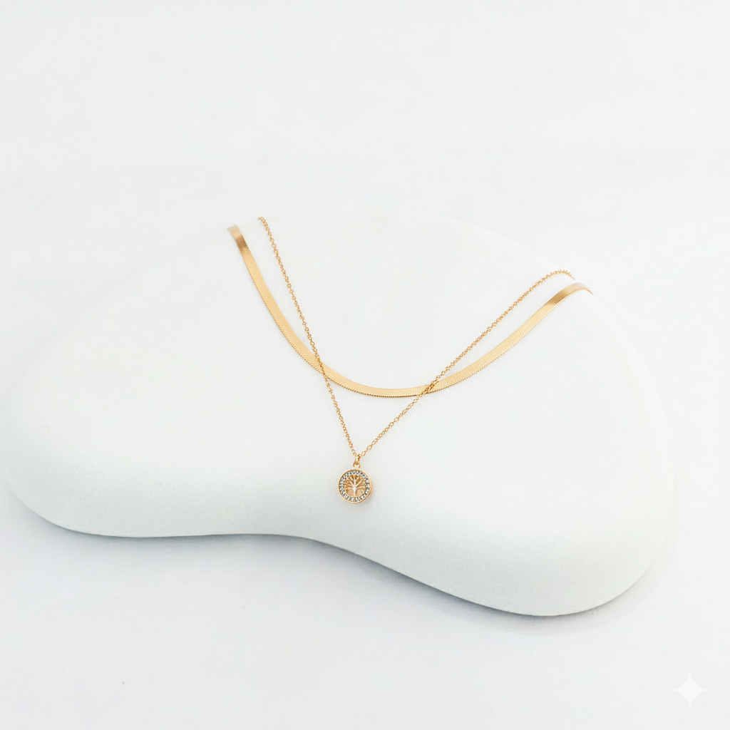 Rose Gold Plated Double Chain Pendant