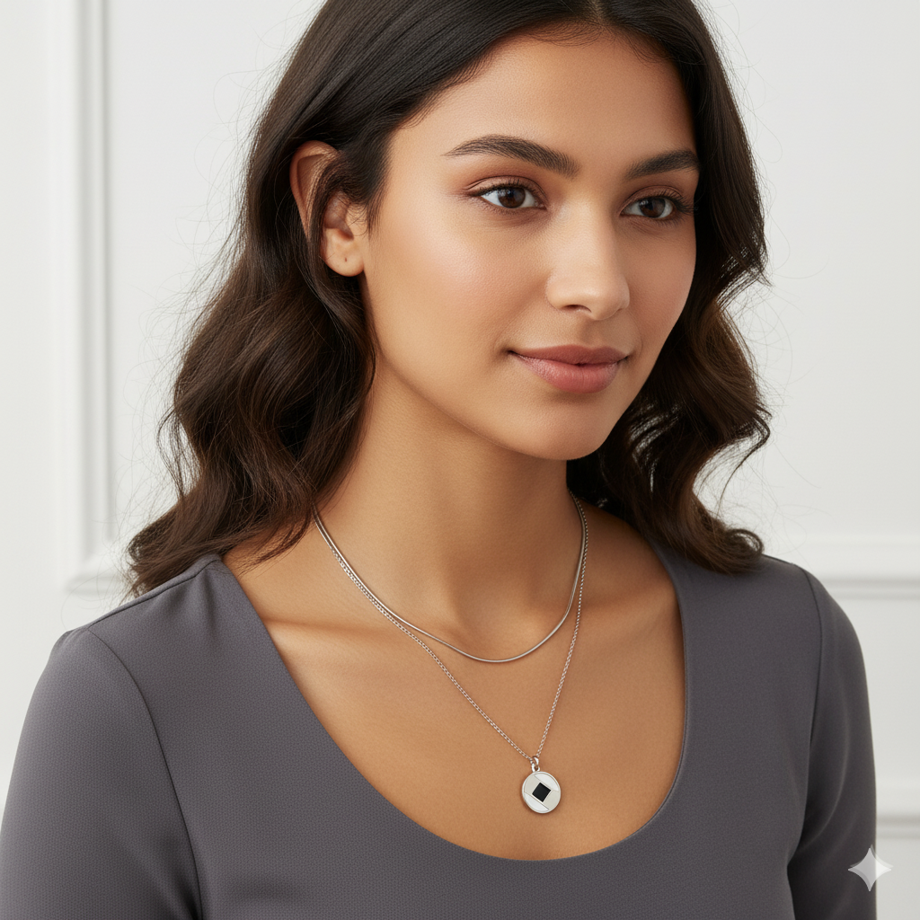 Silver Plated Double Chain Pendant