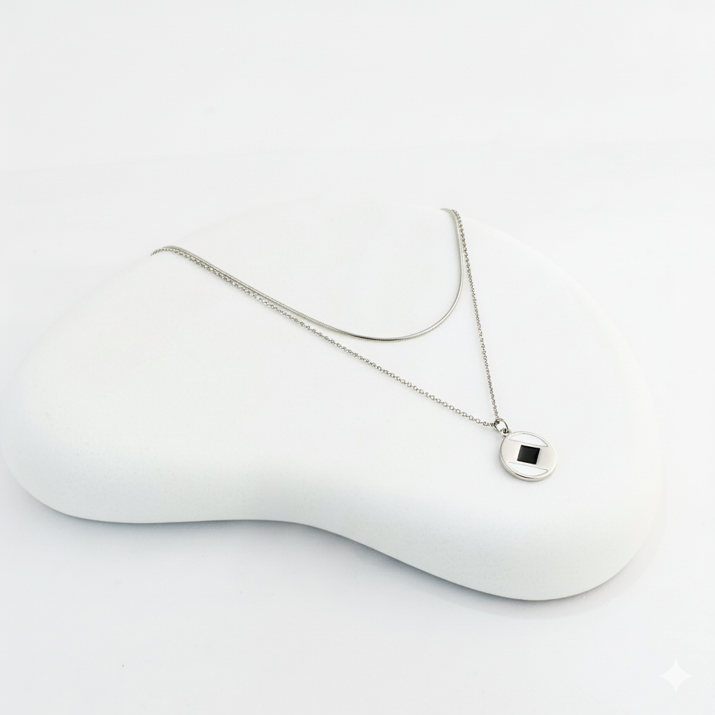 Silver Plated Double Chain Pendant