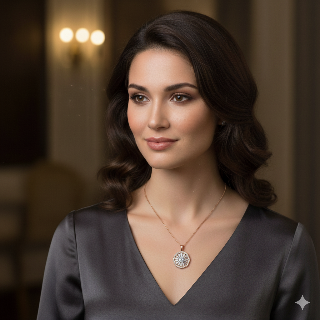 Rose Gold Floral AD Spinner Chain Pendant