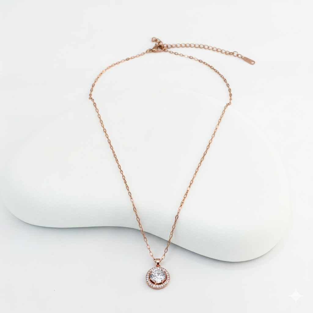 Rose Gold Floral AD Spinner Chain Pendant