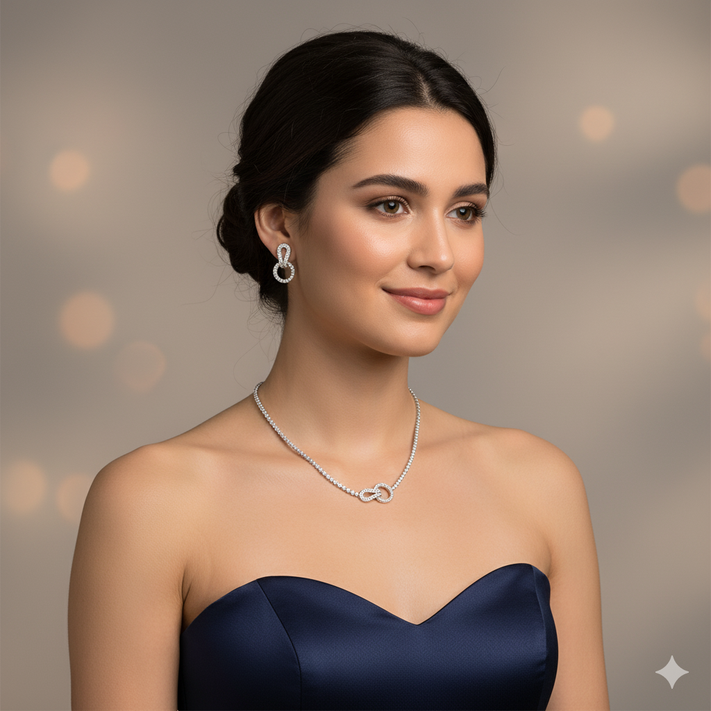 Silver AD Necklace Set
