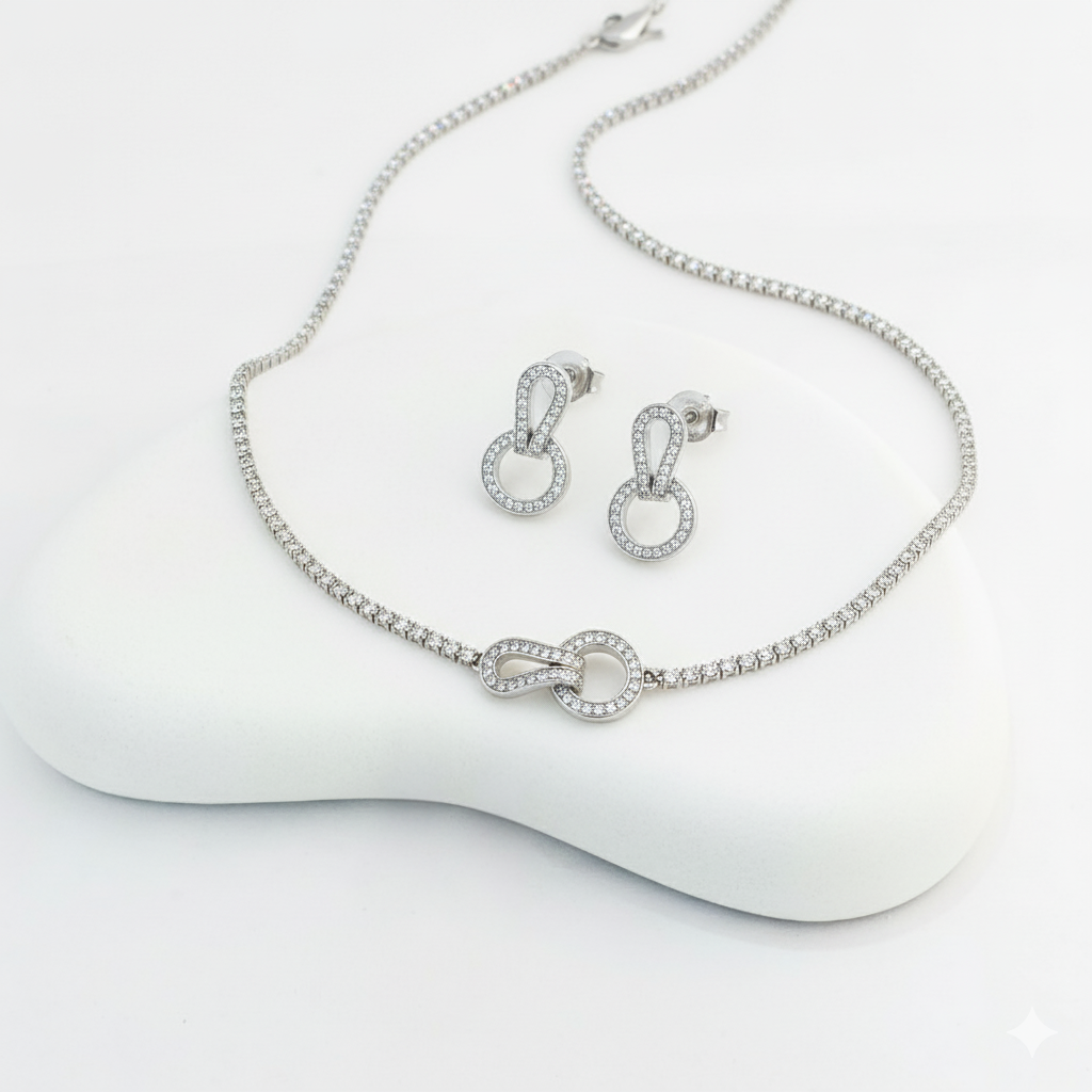 Silver AD Necklace Set