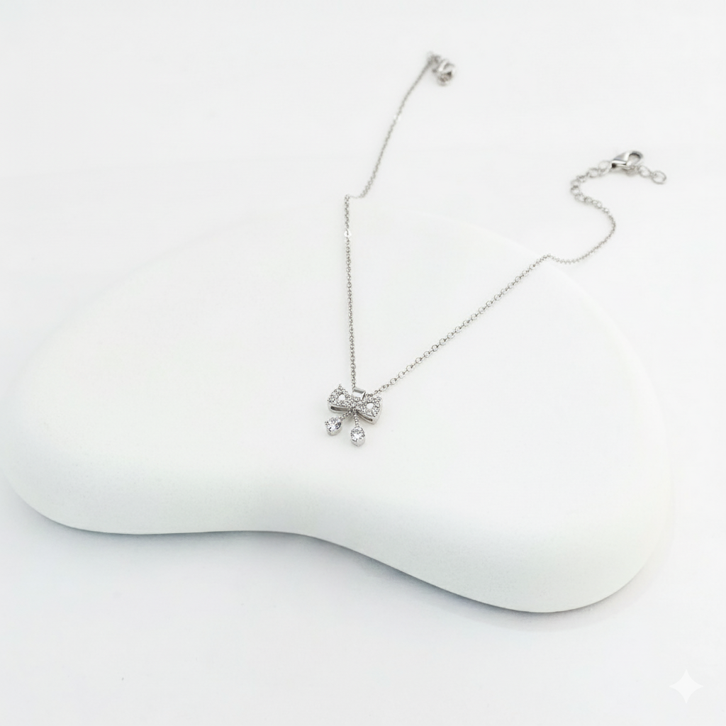 Silver Plated AD Bow Chain Pendant